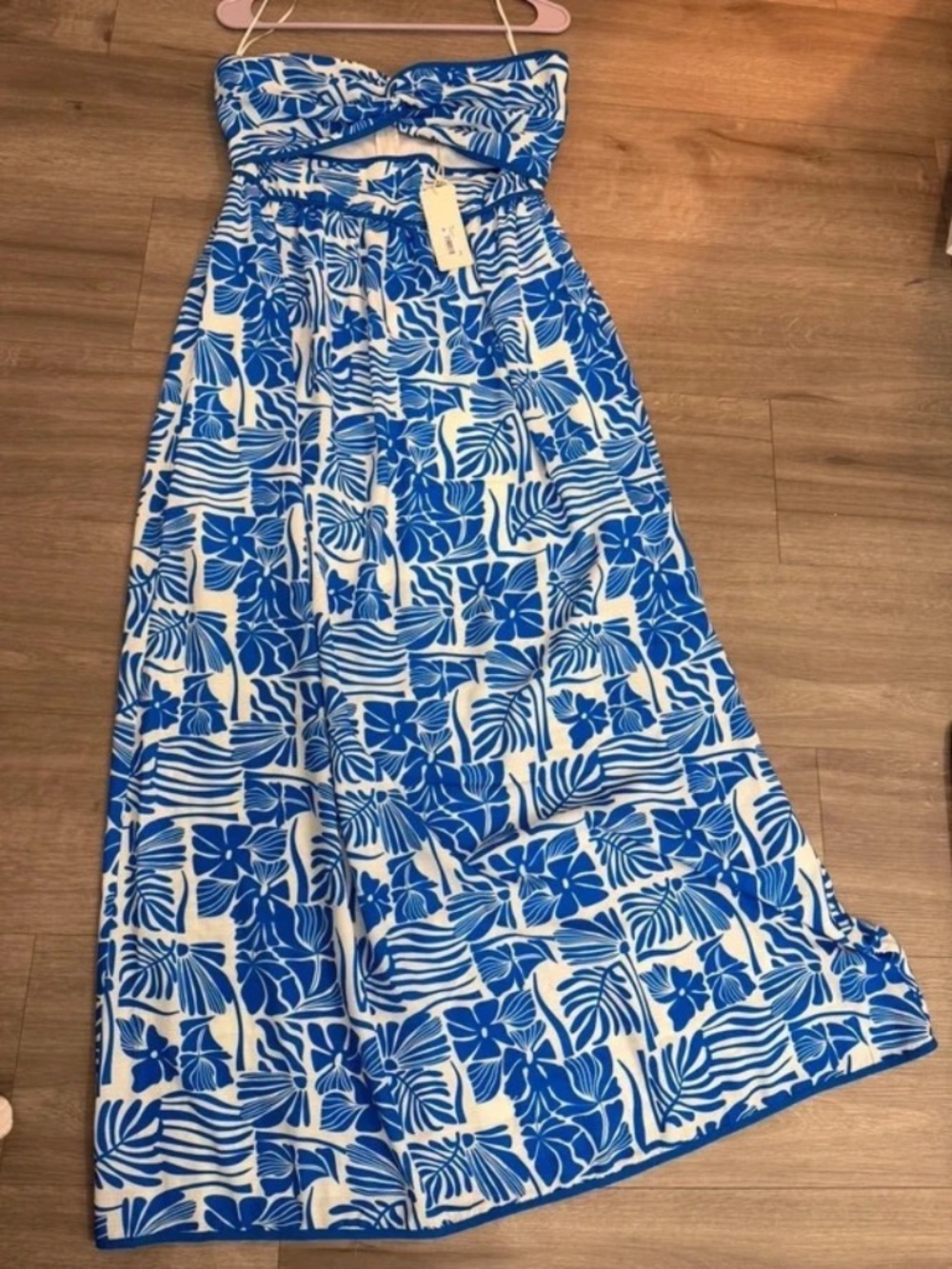 NWT Altar'd State Blue and White Strapless Floral Maxi Dress Large